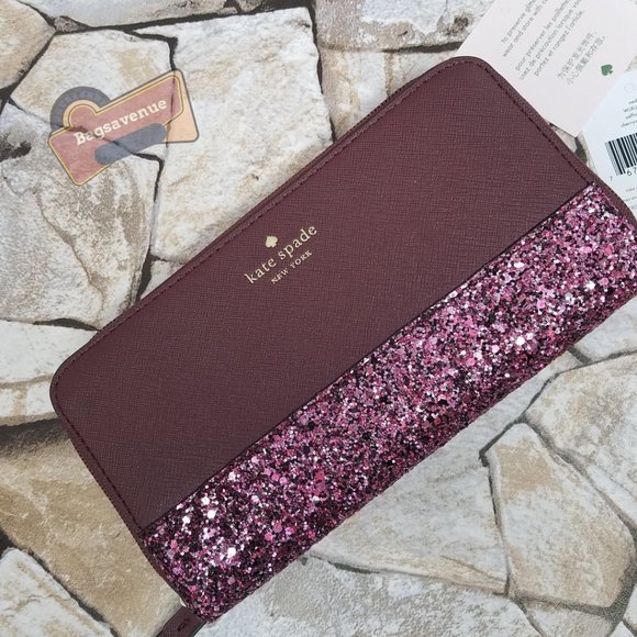 #bagsavenue neda wallet saffiano pvc Greta Court Cherrywood Burgundy Kate Spade - Picture 5 of 11